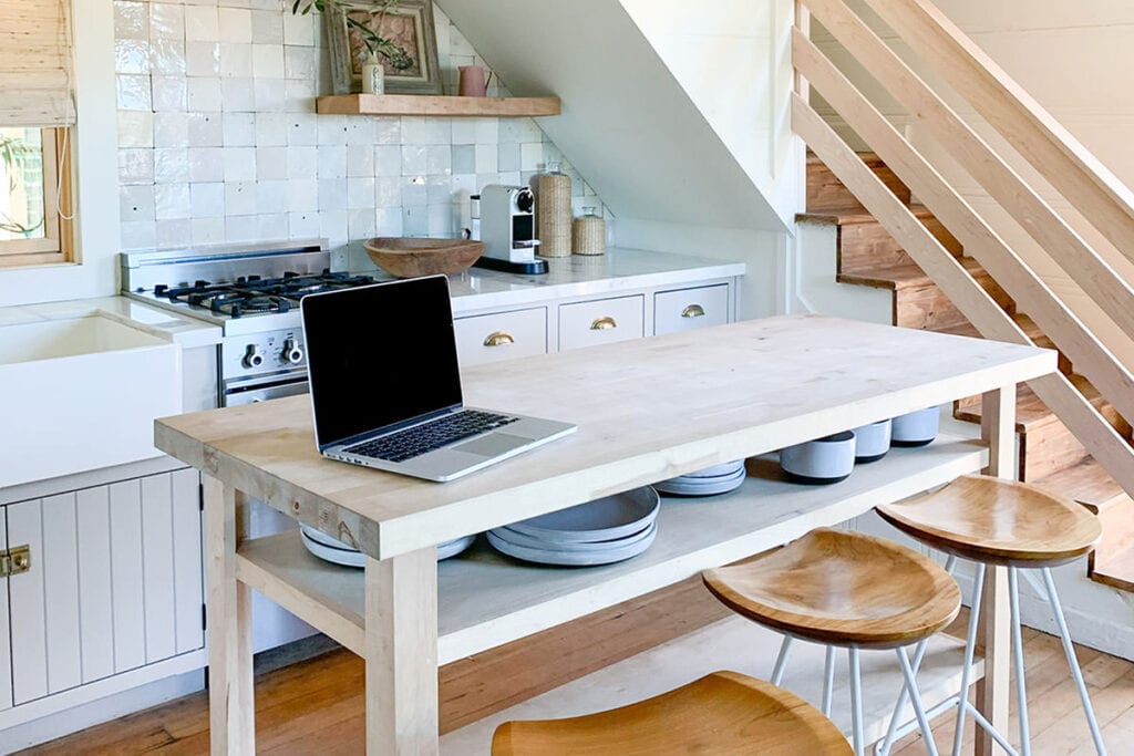 For your future self 4 - Tidy kitchen with laptop on counter