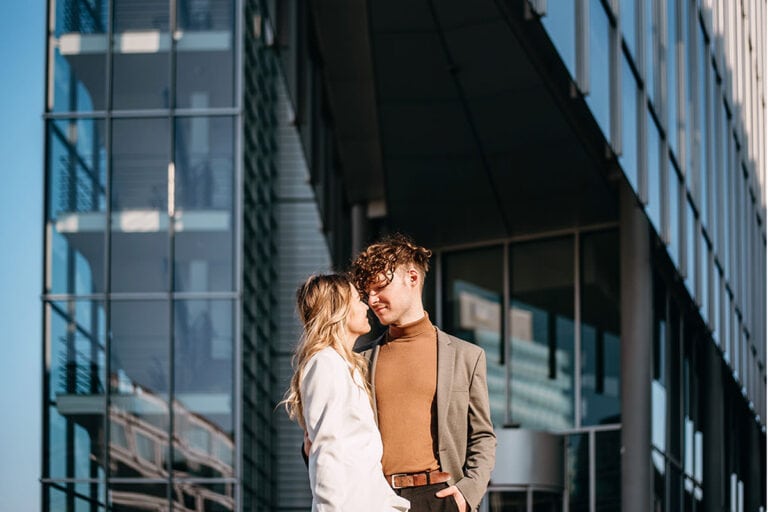 Relationship Rituals 1 - Couple in love amidst cityscape