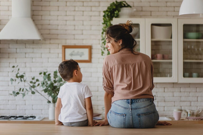 Boy Mom 1 | Mother and son sitting on kitchen counter